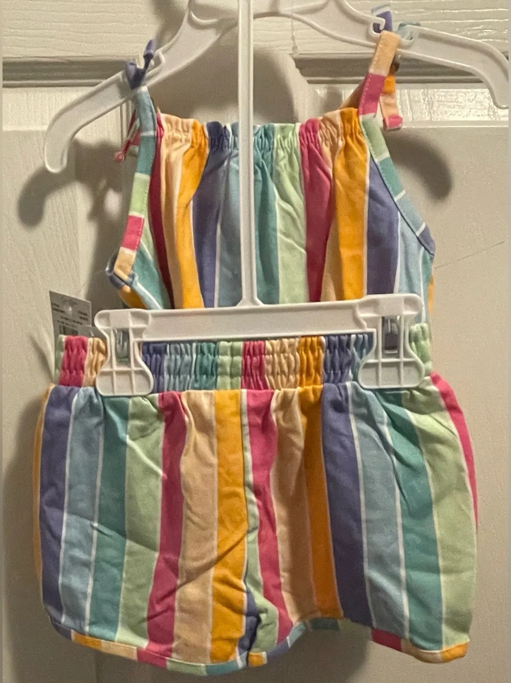 Jessica Simpson Girls 24M Rainbow Stripe Ruffle Top & Shorts Set NWT